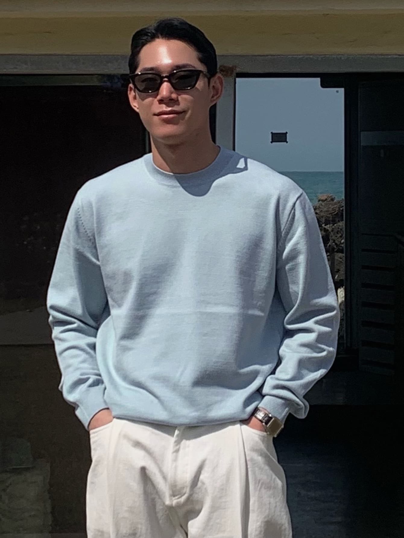 Men 1pc Solid Round Neck Fall Sweater