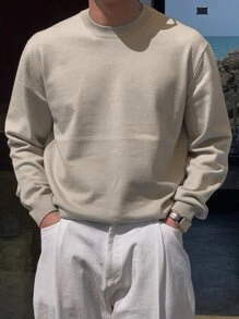 DAZY Hombres 1 pieza Jersey unicolor de cuello redondo