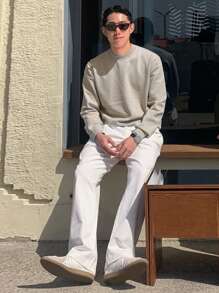 DAZY Hombres 1 pieza Jersey unicolor de cuello redondo