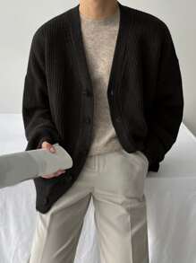 男士落肩开衫夹克秋冬垃圾摇滚风格 - 黑色 - 查看 7