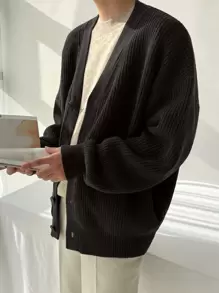 男士落肩开衫夹克秋冬垃圾摇滚风格 - 黑色 - 查看 6