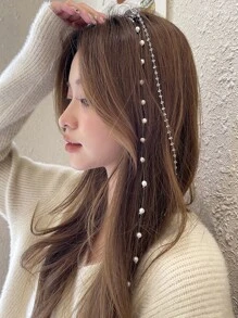 DAZY 仿珍珠和水钻饰物蝴蝶设计发夹优雅爪夹发夹发夹发颚夹发夹发夹 - 無色 - 查看 2