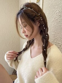 DAZY 仿珍珠和水钻饰物蝴蝶设计发夹优雅爪夹发夹发夹发颚夹发夹发夹 - 無色 - 查看 3