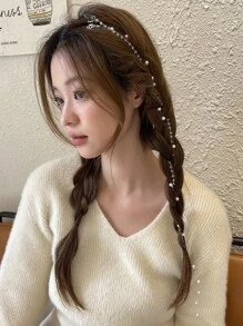 DAZY 仿珍珠和水钻饰物蝴蝶设计发夹优雅爪夹发夹发夹发颚夹发夹发夹 - 無色 - 查看 4