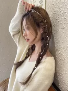 DAZY 仿珍珠和水钻饰物蝴蝶设计发夹优雅爪夹发夹发夹发颚夹发夹发夹 - 無色 - 查看 5