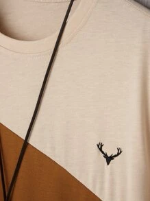 Manfinity Homme Men Colourblock Antler Embroidery Tee Without Necklace - Multicolor - View 4