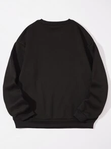 男士字母圖案運動衫 - 黑色 - 查看 2