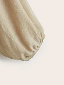 SHEIN Swim Summer Beach Plain Knot Kimono - Khaki - View 4