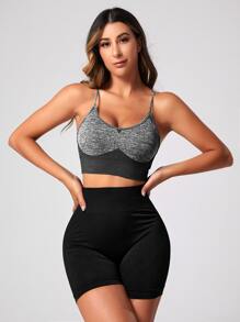 Easithlete Two Tone Crisscross Back Sports Bra - Grey - View 4