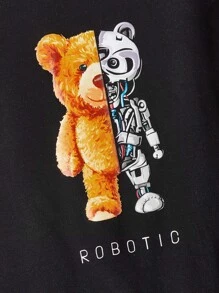 SHEIN 男孩熊和字母圖案T恤