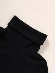 Cô Gái Trẻ Cổ cao Áo thun & In hoa bò Thắt lưng Quần - Đen và trắng - Xem 5