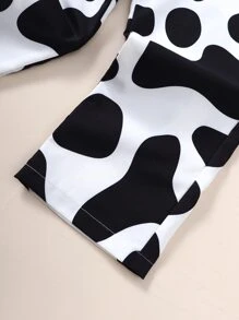 Cô Gái Trẻ Cổ cao Áo thun & In hoa bò Thắt lưng Quần - Đen và trắng - Xem 7