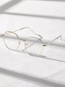 1PC Men Metal Geometric Clear Glasses For Office Reading Watch TV Play Games Glasses - Gold - View 1