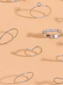 10 chiếc Nhẫn trang trí Rhinestone - Bạc - Xem 4