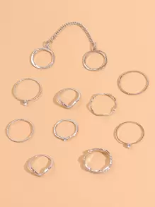 10 chiếc Nhẫn trang trí Rhinestone - Bạc - Xem 2