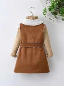 SHEIN 小女童加絨內裏腰帶外套馬甲無毛衣