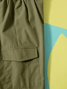 SHEIN 青少年男童彈性腰帶口袋裝或彈性口袋褲褲襪,適用於春秋