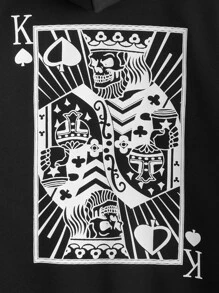 SHEIN 青少年男孩印字圖形連帽衫，彈性素材質感輕鬆穿搭，適用於春秋兩季的日常穿著