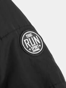 SHEIN Tween Boys Letter Patched Padded Coat - Black - View 3