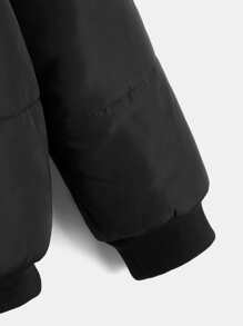 SHEIN Tween Boys Letter Patched Padded Coat - Black - View 4