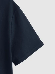 SHEIN Tween Boys' Retro Video Game Printed T-Shirt, Simple, Comfortable, Casual, Suitable For Everyday Summer Outfits - Navy Blue - View 4