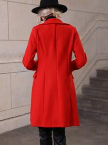 Chiquease Double Breasted Flap Detail Overcoat - Red - View 2