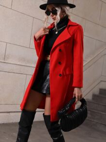 Chiquease Double Breasted Flap Detail Overcoat - Red - View 5