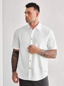 Manfinity NXTstreet Men Plus Solid Button Front Shirt - White - View 3