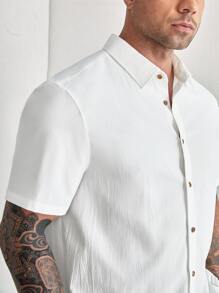 Manfinity NXTstreet Men Plus Solid Button Front Shirt - White - View 5