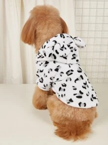 Leopard Print Hooded Pet Coat - White - View 2