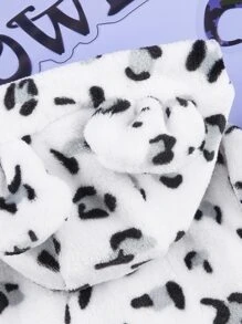 Leopard Print Hooded Pet Coat - White - View 5