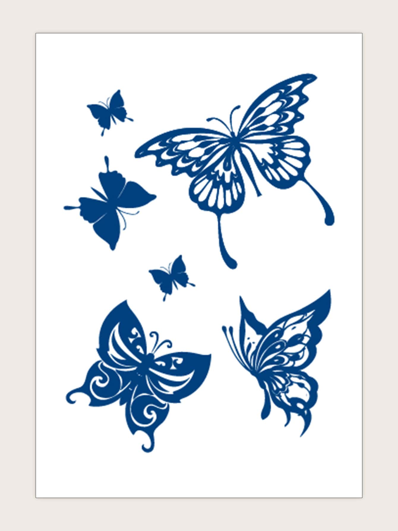 Hình xăm con bướm 1 tờ - Màu xanh lam - Xem 1