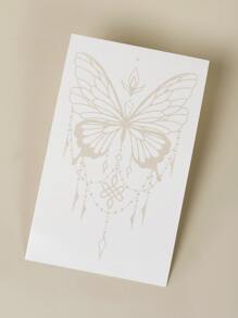 1 feuille Sticker de tatouages à motif papillon - Bleu azur - Voir 4