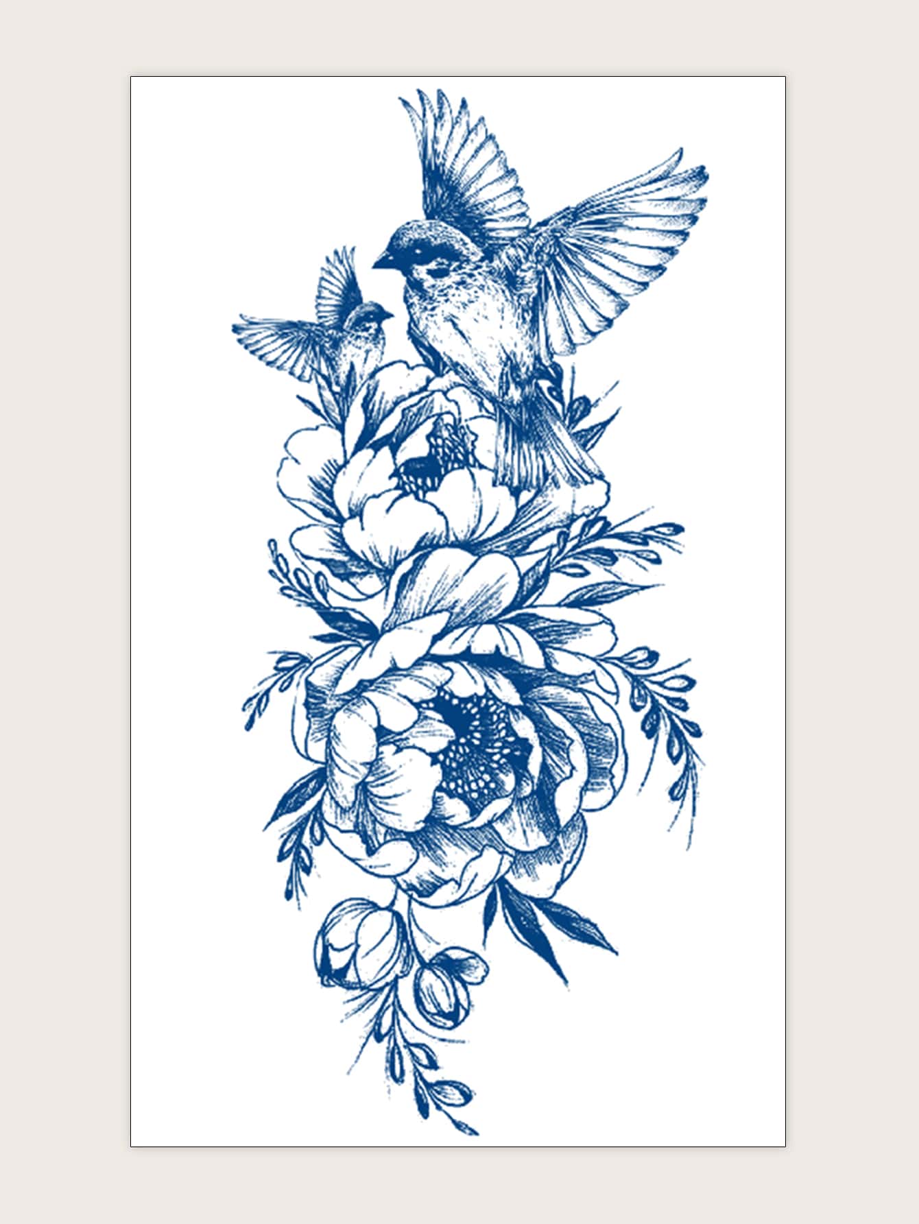 Nhãn dán hình xăm , Hình xăm tạm thời 1 tấm họa tiết hoa cho phụ nữ , Hình xăm con chim Người lớn , Hình xăm giả trông như thật , Dành cho nam giới , Phụ nữ và trẻ em gái - Màu xanh lam - Xem 1