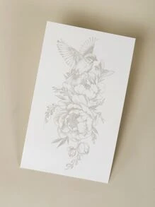 Nhãn dán hình xăm , Hình xăm tạm thời 1 tấm họa tiết hoa cho phụ nữ , Hình xăm con chim Người lớn , Hình xăm giả trông như thật , Dành cho nam giới , Phụ nữ và trẻ em gái - Màu xanh lam - Xem 4