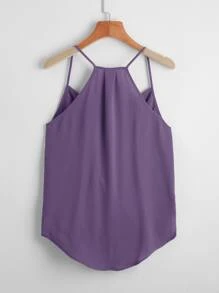 SHEIN VCAY Wrap High Low Solid Cami Top - Violet Purple - View 2