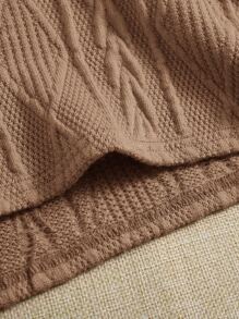 SHEIN Teen Girls' Polo Collar Short Sleeve Patchwork T-Shirt - Camel - View 4