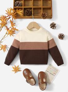 SHEIN Baby Colour Block Round Neck Jumper - Multicolor - View 1