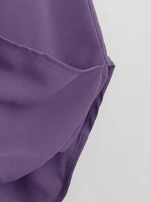 SHEIN VCAY Wrap High Low Solid Cami Top - Violet Purple - View 4