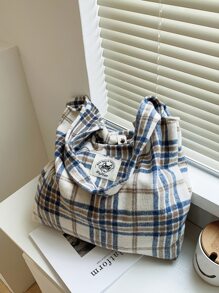 Minimalist Lightweight,Portable,Classic,Casual Plaid Tote Bag For Teen Girls Women College Students,Teacher,White-Collar Workers,Rookies & White-Collar Workers Perfect For Office,Perfect For Outdoors,Elementary School, Middle School, High School,Work ,Business,Commute Best Gift Bags For Teachers, Women, Girlfriends & FamiliesLightweight,Portable,Large Capacity, Suitable For Teen Girls Women College Students, Perfect For Back To School,College,Middle School, High School