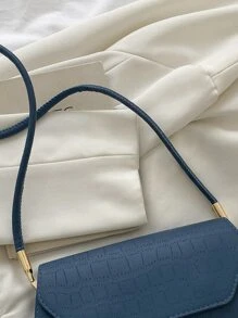 鱷魚壓紋翻蓋法棍包