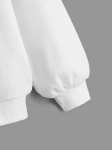 SHEIN Áo nỉ Gái Con số Lá thư Giải trí - trắng - Xem 4