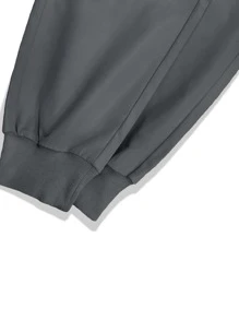 Manfinity EMRG Men Letter Graphic Flap Pocket Drawstring Waist Cargo Trousers - Dark Grey - View 5