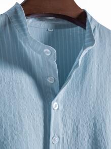 Manfinity Homme Men Striped Half Button High Low Shirt