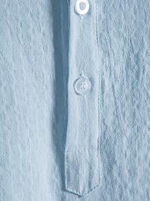 Manfinity Homme Men Striped Half Button High Low Shirt