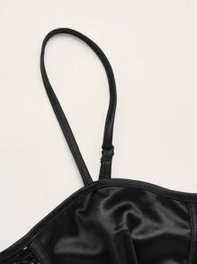 SHEIN ICON Contrast Mesh Satin Cami Top