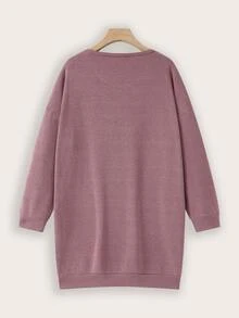 Plus Skeleton Print Drop Shoulder Sweatshirt Dress - Redwood - View 2