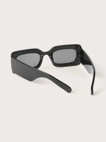 SHEIN SXY Acrylic Frame Fashion Glasses Rectangle Y2K Sunglasses For Summer Beach Vacation,Outdoor,Travel - Black - View 3
