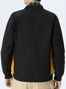 Manfinity Men Drop Shoulder Patch Detail Flap Pocket Jacket - Black - View 2