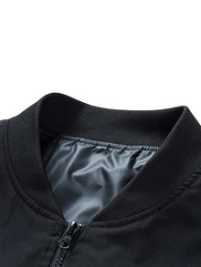 Manfinity Men Drop Shoulder Patch Detail Flap Pocket Jacket - Black - View 3